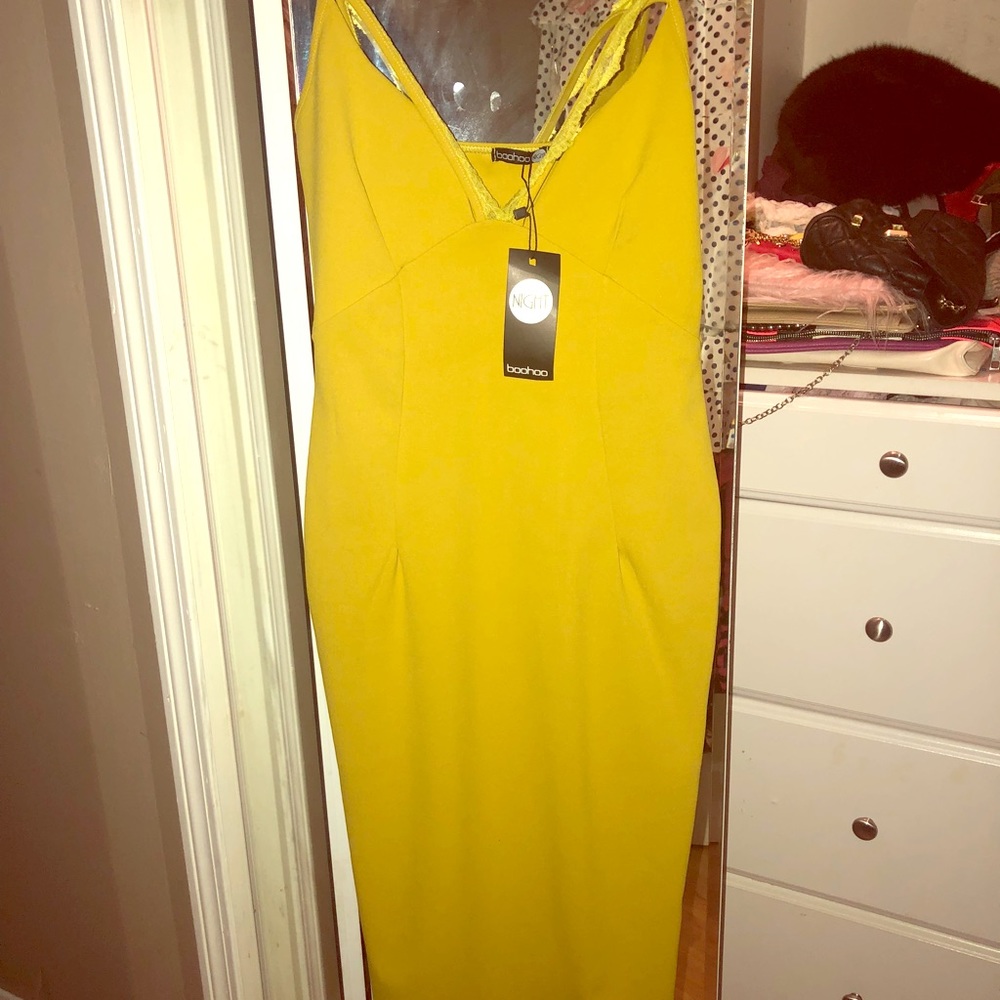 Yellow midi dress